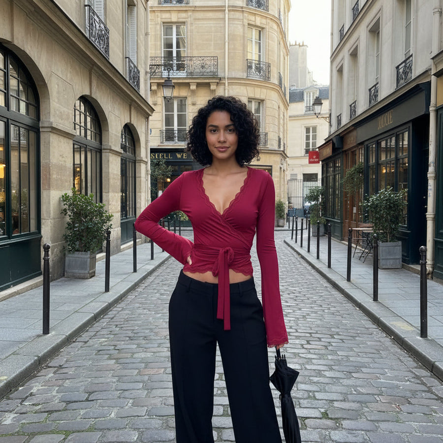 Elegant Fit Top - dark red