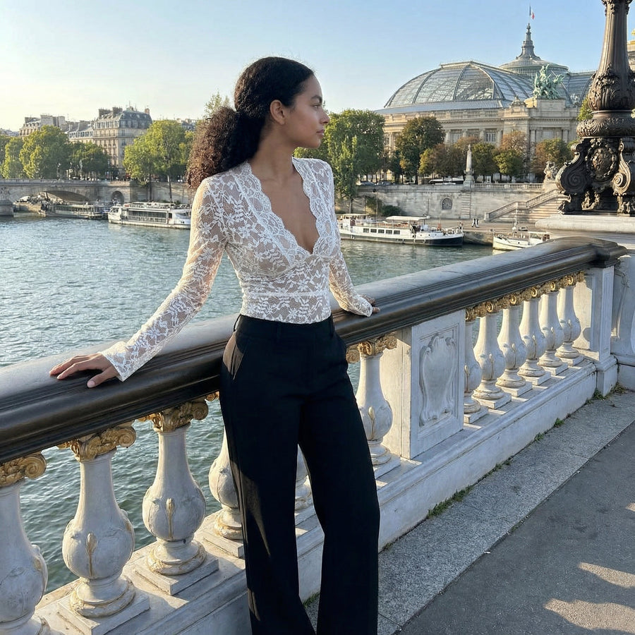 Refined Lace Top - cream