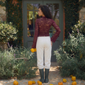 Long Sleeve Lace Top - burgundy