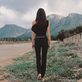 Waist Drape Lace Top - black