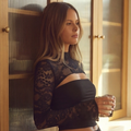 Long Sleeve Lace Top - black