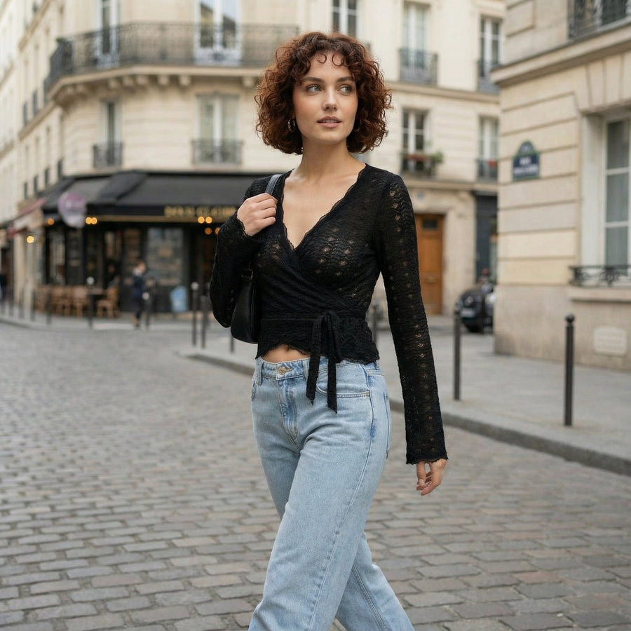 Floral Fit Top - black