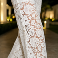 Wide Floral Lace Pants - white