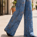 Romantic Lace Denim Jeans - Blue