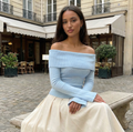 Off Shoulder knit top - light blue