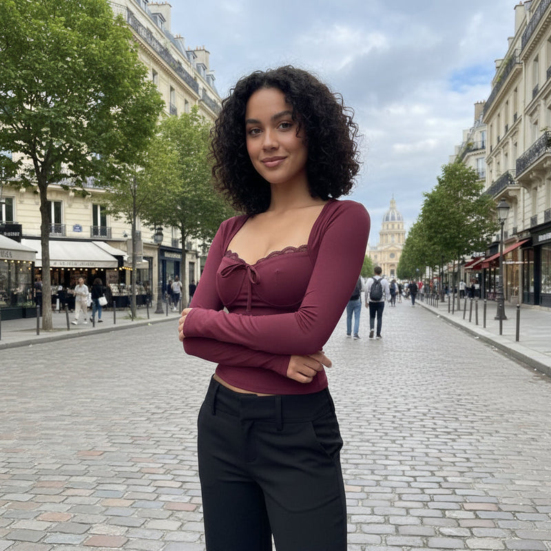 Grace Lace Top - Burgundy