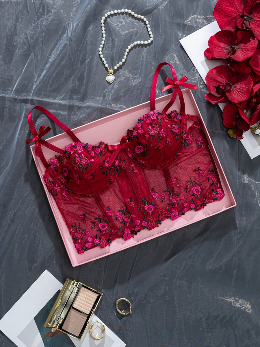 Taelira Mesh Bralette – red