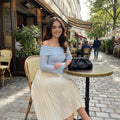 Off shoulder lace top - blue