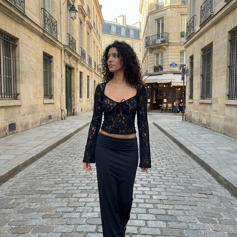 Valentine Lace Top - Black
