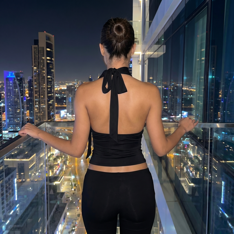 Midnight Tie Top - black