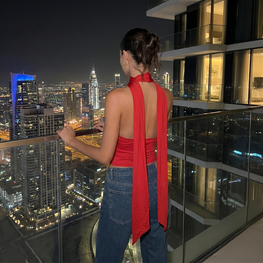 Midnight Tie Top - red