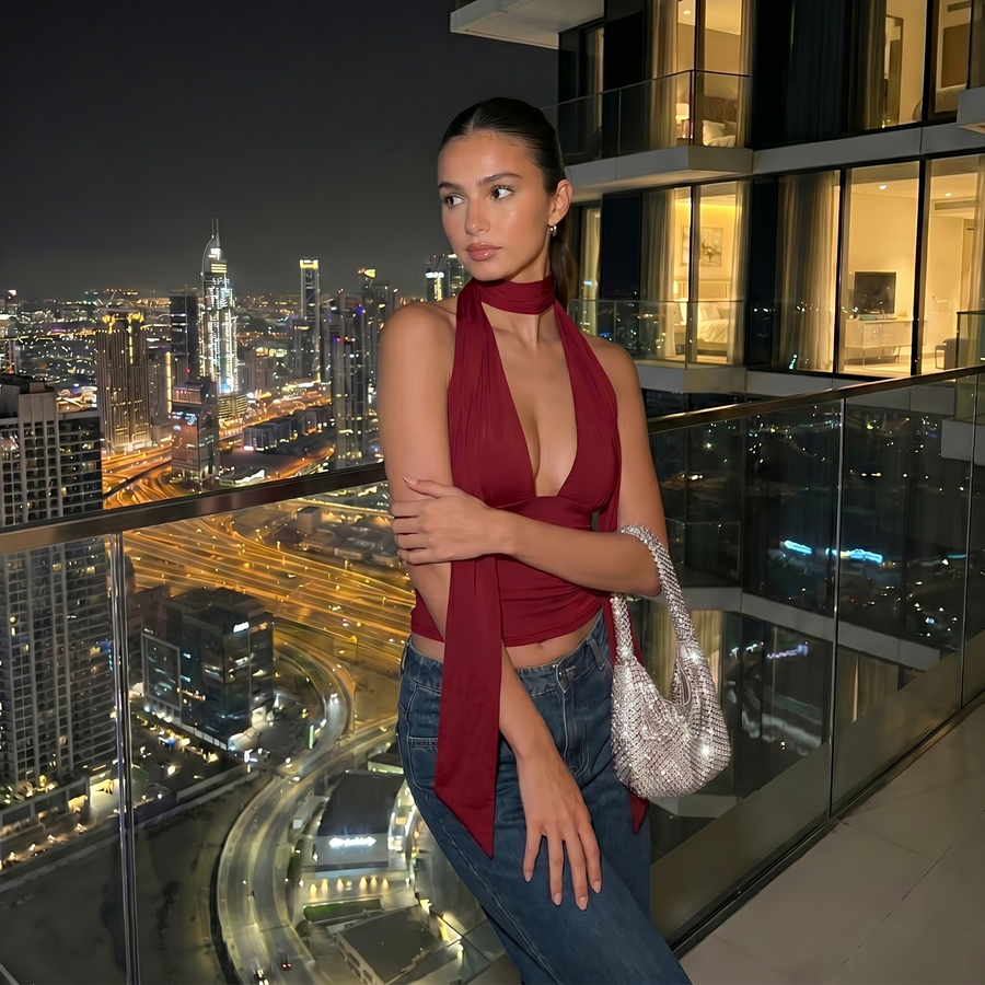 Midnight Tie Top - burgundy