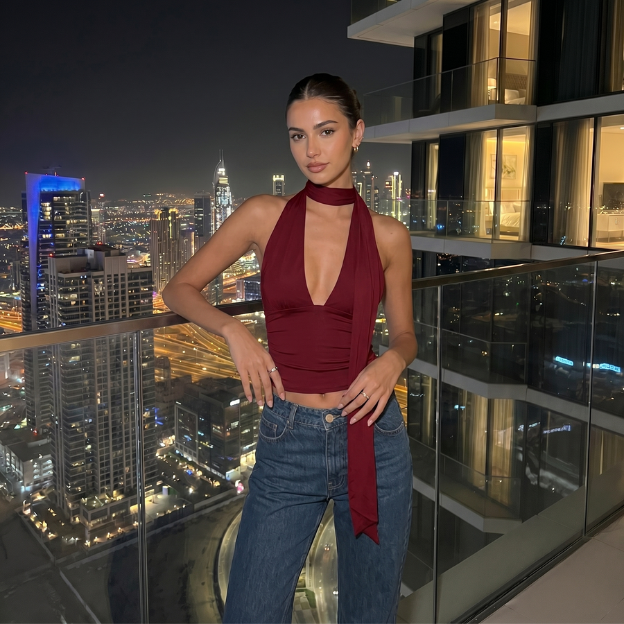 Midnight Tie Top - burgundy