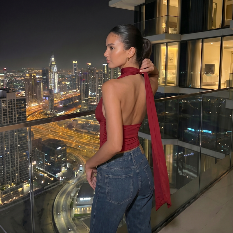 Midnight Tie Top - burgundy