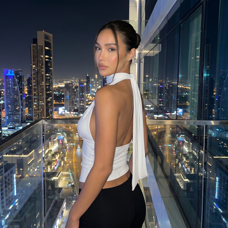 Midnight Tie Top - white