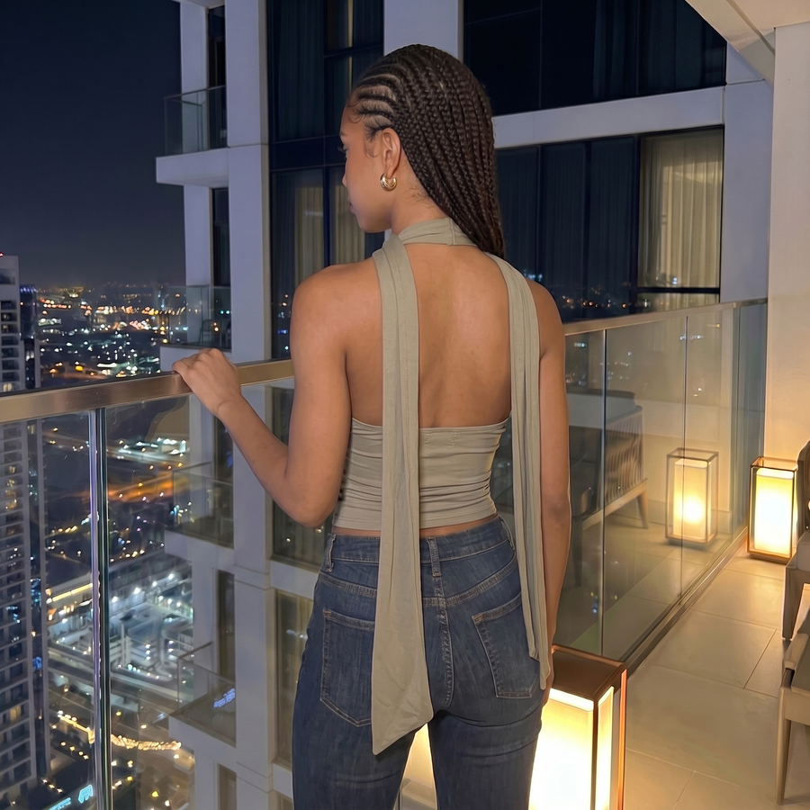 Midnight Tie Top - khaki