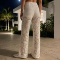 Wide Floral Lace Pants - white
