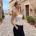 Lace-Up Corset Top - White